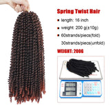 1 Pack Spring Twist Ombre Colors Crochet Braids Synthetic Braiding Hair Extensions Low Temperature Fiber (1 pcs 16 inch, M1B 350)