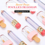 20 Pieces Novelty Pencil Shaped Empty Lip Gloss Tubes Ice Cream Shaped Lip Balm Tubes Containers Mini Refillable Lip Balm Gloss Tube Bottles for Women Girls DIY Cosmetics