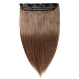 S-noilite 20Inch One Piece Clip in Human Hair Extensions Invisible 5 Clips Clip on Hair Extension Remy Hair 50g 3/4 Full Head Long Silky Straight For Women Gifts #6 Light Brown