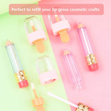 20 Pieces Novelty Pencil Shaped Empty Lip Gloss Tubes Ice Cream Shaped Lip Balm Tubes Containers Mini Refillable Lip Balm Gloss Tube Bottles for Women Girls DIY Cosmetics