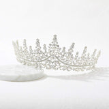 SWEETV Crystal Wedding Tiara for Women, Royal Queen Crown Headband, Rhinestone Princess Hair Accessories for Prom Birthday, Silver