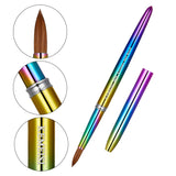 KEMEISI UV Rainbow 100% Kolinsky Sable hair Brushes Acrylic Nail Brush Professional UV GEL Nail Art Tool Round Shape for Manicure Powder Pedicure metal handle with lid #2,#4,#6,#8,#10,#12,#14 (#08)