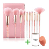 Highend Makeup Brushes Crystal Handle Makeup Brush Set 10pcs Best Make up tools Women, Teens, Beginners, Professional Make up Artist with Free Makeup Sponge Beauty Blender Gift Set Bundle Best Gift