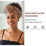 2 Pieces Stretch Head Wrap Scarf Stretchy Turban Long Hair Scarf Wrap Solid Color Soft Head Band Tie for Women (Brown, Light Gray)