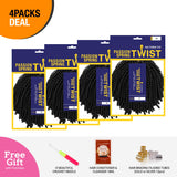 4 Packs 8 Inch AU-THEN-TIC Spring Twist Crochet Hair Bomb Twist Crochet Braids Hair for Passion Twist and Butterfly Locs Hair Extensions (4 Pack, 1B)