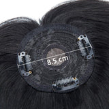 100% Real Human Hair Topper with Bangs Mono Base Crown Topper Hair Piece Clip in on Hair Toppers Straight Middle Part Top Hairpiece for Women with Hair Loss Thinning Hair 14 Inch 1B# Natural Black