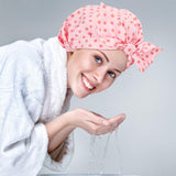 3 Pieces Shower Caps Waterproof Bowknot Bathing Caps Reusable Shower Cap Multi-functional Shower Cap for Women Girls (Stripe, Palm Leaves, Dots)