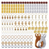200 Pieces Deadlocks Beads Hair Jewelry Decoration Accessories Metal Hair Cuffs Gold Silver Aluminum Hair Coil Wooden Beads and 200 M Metallic Cord for Braiding Hair Pendant Charms