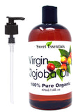 100% Organic Jojoba Oil | Imported From Argentina | Various Sizes | Virgin/Unrefined | Golden | Cold Pressed | 100% Pure | Natural Moisturizer for Skin, Hair and Face | By Sweet Essentials (16 fl oz)
