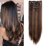 7Pcs 16 Clips 23"-24" Thick Curly Straight Full Head Clip in on Double Weft Hair Extensions