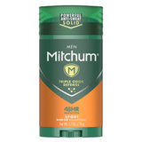 Mitchum Antiperspirant Deodorant Stick for Men, Triple Odor Defense Invisible Solid, 48 Hr Protection, Dermatologist Tested, Sport, 2.7 oz (pack of 2)