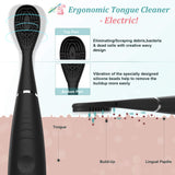 Electric Tongue Cleaner,Uniharpa Vibrating Tongue Scraper for Fresher Breath in Seconds Made by Soft Silicone (Black)