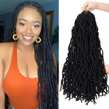 22 Inch Wavy Faux Locs Crochet Hair 7 Packs Curly Goddess Locs Twist Braids Pre-Looped Faux Locs African Roots Dreadlocs Synthetic Hair Extension Soft Locs Braiding Hair for Women (18strands/pack;1#)
