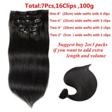 Friskylov Black Straight Hair Extensions Clip in Human Hair Douoble Weft 16Inch Real Human Hair Clip in Extensions 8A Grade 100g/3.52oz 7Pieces With 16Clips Thick Hair Extensions Clip ins