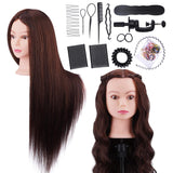 Mannequin Head, ALUOHA 26 Inches 50% Real Hair Training Head, Brown Professional Cosmetology Hairdressing Manikin Dolls Head Hair Styling Model for Hairdresser Practice with Clamp and Braid Set Style