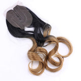 FRELYN Loose Wave Synthetic Hair Weave Bundles with Closure Ombre Color T1B/27 Black to Dirty Blonde 16 18 20 Inches Bundles with Lace Closure