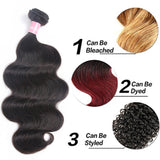 Darlena 8A Brazilian Virgin Hair Body Wave 3 Bundles 14 16 18 inch Virgin Human Hair Bundles Brazilian Hair Weave Total 300 Grams Natural Color