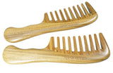 Yunzh Natural Green Sandalwood Wooden Comb,Wide Tooth & Fine Tooth,No Static,Handmade,for Curly Hair,for Women, Men