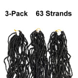 HAPPYCC 18 Inch Nu Faux Locs Crochet Hair, 3 Pack Curly Wavy African Soft Goddess Locs Crochet Braids Hair for Black Women Lady Girls, 21 Stands/Pack