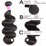 Encii Brazilian Virgin Hair Body Wave 3 Bundles 14 12 10 Total 300g Grade 10A Unprocessed Body Wave Brazilian Virgin Weave Hair Human Bundles Natural Black Color Brazilian Human Hair Bundles Body Wave