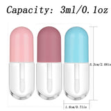 RONRONS 30 Pieces Cute Capsule Shaped Mini Lip Gloss Tubes Refillable Lip Balm Bottles Clear Empty Lip Balm Containers Reusable Plastic Lipstick Tube Containers with Rubber Insert Stoppers, 3ml