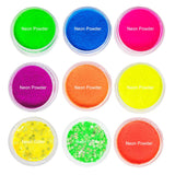 Neon Pigment Eyeshadow Powder,FindinBeauty 9 Mixed Bright True Colors UV Glow Blacklight Luminous Pigments Fluorescent Matte Mica Dye Colorant Glow in the Dark Makeup Set (9NE)