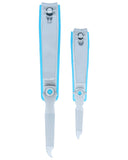 Nippes Stainless Steel Nail Clipper Manicure Set for Fingernails, Toenails, and Cosmetics - Quality Handmade in Solingen Germany - Professional Grade - Ergonomic Hand Grip & Nail Catcher [2 Pack] BLUE