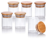 2.3 oz Premium Borosilicate Clear Glass Jars with Bamboo Silicone Sealed Lid (6 Pack)