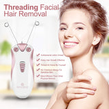 Cordless Electric Facial Threading Hair Removal for Women, Rechargeable Face Hair Remover Cotton Thread Epilator for Fast Removing Very Fine Vellus Hair on Face & Chin (Rose Gold)