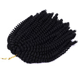 Silike Spring Twist Crochet Hair Extensions(2 Pieces/Pack) 8 Inch Crochet Braid Synthetic Braiding Hair For Women For Gifts (Black)