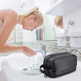LEEFE Toiletry Bag for Men, Waterproof Travel Toiletry Organizer Bag, Shaving Bag Dopp Kit Bathroom Toiletries Organizer PU Leather Cosmetic Bags