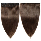 S-noilite Clip in Hair Extensions Human Hair for Women Clip in Human Hair 100% Remy Human Hair 3/4 Full Head One Piece/5 Clips Straight 20"(50cm)-50g (#02 Dark Brown)