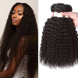 12A Kinky Curly Human Hair Weave 3 Bundles Jerry Curly 100% Human Hair Weaving Unprocessed Soft Human Hair Extensions Natural Color bohemian Curl No Shedding(18 20 22) Total 300g Pecwu