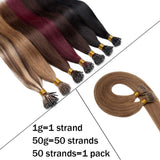 SEGO Nano Bead Ring Human Hair Extension Pre Bonded Nano Tip Remy Hair Extensions Micro Beads Rings Loop Hand Tied Hairpiece 22 Inch #06 Light Brown 1g/strand 50g/pack