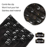 22Inch Black Human Hair Clip in Hair Extensions Brazilian Straight Human Hair Double Weft Grade 8A 100% Real Human Thick Hair Clip on Extensions 8pcs/Lot 120g (22inch #1Jet Black)