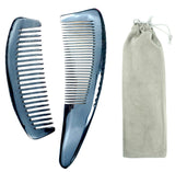 Wide Tooth Comb and Fine Tooth Combs,Buffalo Ox Horn Comb for Women Men (2PCS)