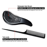 5 Pieces Hair Brush Set Detangling Brush Paddle Brush Round Hair Brush Tail Comb Wet Dry Brush for Women Men Hair Styling (Black)