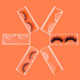 Healthcom 50 Pcs Clear Empty False Eyelash Storage Box Eyelash Packaging Box Plastic Eyelash Tray with Lid Mink Eye Lash Box Holder Bulk Eyelash Case Cosmetic Container Care Storage Organizer,Clear