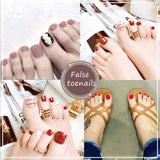 LittleB Shimmering Fake Toenails Grey Glossy False Toe Nails Wedding Press On Nails Art for Women and Girls(24pc)