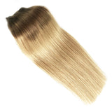 22 Inch Hair Extension Brown to Blonde Clip in Human Hair Extensions 120g 7pcs Thicken Double Weft Full Head Straight Ombre Balayage Clip on Real Remy Extensions