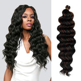 8 Packs AU-THEN-TIC Authentic Ocean Wave 20 Inches Crochet Braids Deep Ripple Body Wave Braids Synthetic Hair Extensions Kanekalon Fiber, Free Gift (8-PACK, P1B/33)