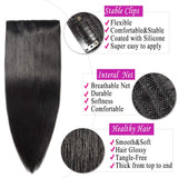 Clip in hair extensions human hair one piece human hair extensions 5 clips 100% Remy Human Hair Straight Natural Black 16"(40cm) - 45g