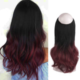 FESHFEN Halo Hair Extensions, Invisible Secret Wire Hidden Crown Hair Extensions One Piece Curly Wavy Hidden Hair Extension Synthetic Hairpieces for Women, 18 inch