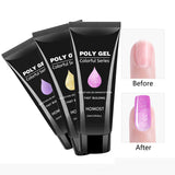 HOMOST Poly Nail Gel Kit, Glitter PolyGel Nail Extension Kit, 8 Colors Nail Builder Gel Extension Kit, With Base Coat Glossy Matte Top Coat