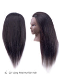 CZFY African American Mannequin Head with 100% Real Hair and Adjustable Stand 20-22” for Braiding Hair Styling Training Hairart Barber Hairdressing Fashion Salon Display Black