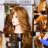 100% Human Hair Mannequin Head For Braiding Manikin Head For Hairdresser Professional Cosmetology Mannequin Head With Human Hair Auburn Brown 20-22"(From Forehead to The Back Hair End)