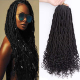 NEW Goddess Locs Crochet Hair 18 Inch River Fauxs Locs Wavy Crochet With Curly Hair In Middle And Ends passion twist Synthetic Braiding Hair Extension (1B)