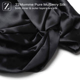 ZIMASILK Silk Sleep Cap - 100% 22Momme Organic Mulberry Silk on Both Sides for Women Hair Care,Silk Night Bonnet with Elastic Stay On Head, Classic Pleated (1Pc, Black)