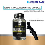 Ultra Hold Hair System Adhesive 3.4oz with Hair Clip Bundle Pack | Safe & Gentle on skin Long Lasting Hold Invisible Waterproof | Built in Brush Applicator | The Best Wig Glue in the Market |