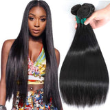 Misoun Hair Unprocessed Malaysian Virgin Hair Straight Hair Bundles Virgin Human Hair Extensions Weft Natural Black Color (100+/-5g)/pc Can be Dyed and Bleached (12 14 16)